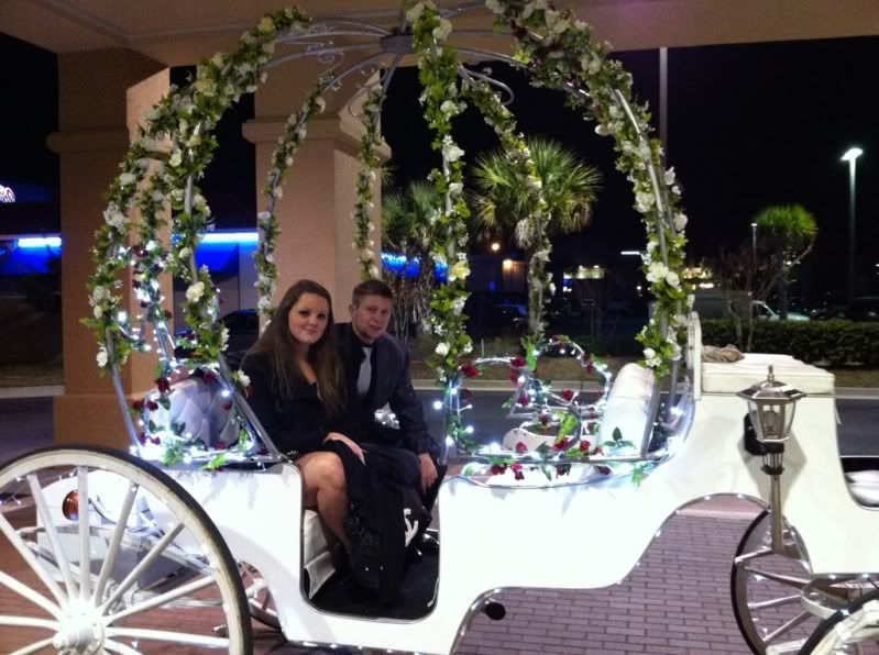 Chris and Karol on their way back from a surprise carriage ride and dinner at the Melting Pot in Jacksonville, FL to celebrate their 3rd Anniversary.