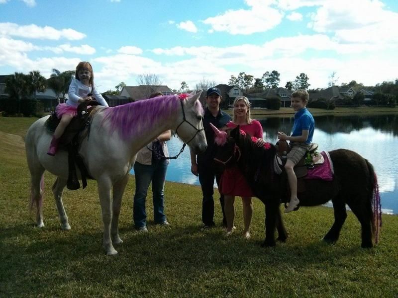 Princess and pony birthday pony rides with unicorns and my little ponies in Jacksonville, FL