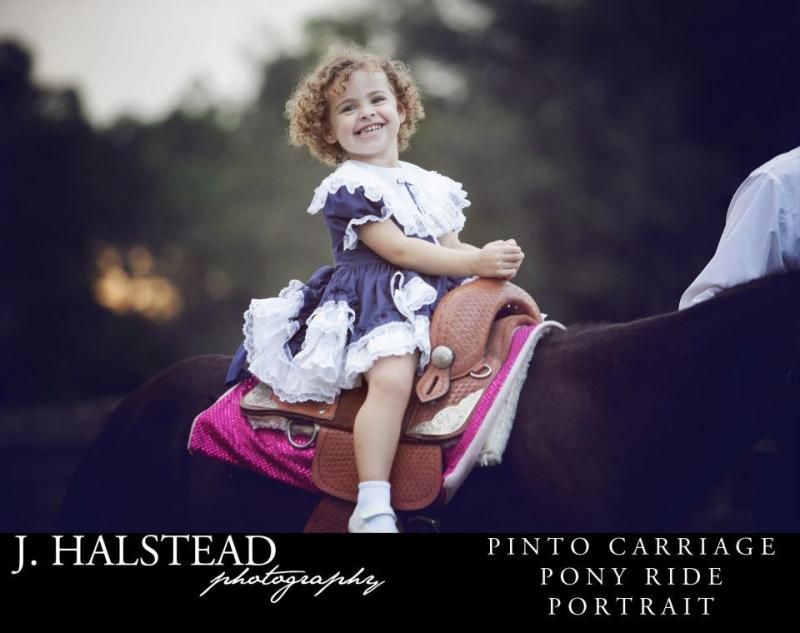 Very cute little girl has a great time riding on Magic, our pony ride pony in Middleburg, FL