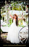 Gorgeous shot of a happy bridal model with our Cinderella Pumpkin wedding carriage.