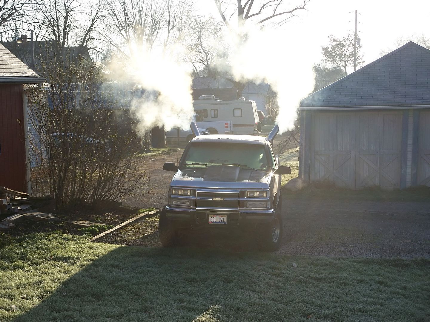 diesel car with white smoke