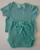 Small Turquoise Wool Crocheted Soaker & Matching Shirt