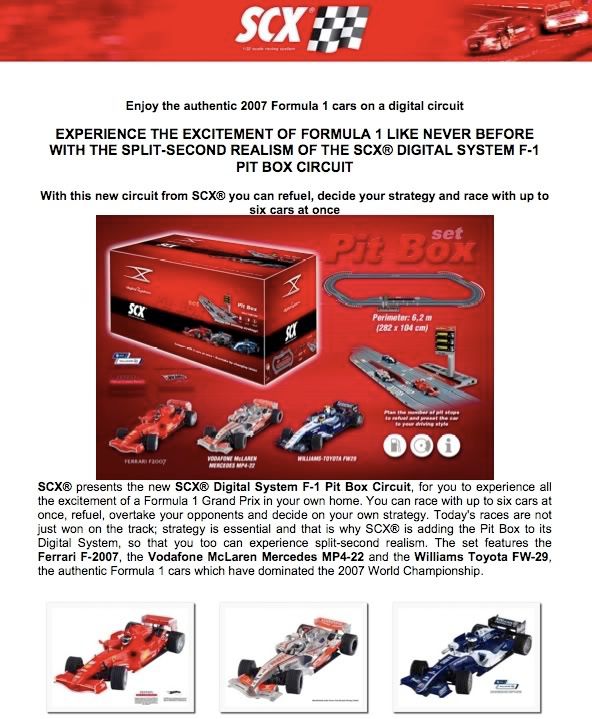 SCX Digital F1newsletter A newsletter arrived today from SCX and here it