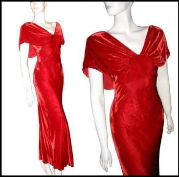  Silk Dress on From Pinky A Go Go   Stunning Liquid Silk Velvet Red 30s Gown