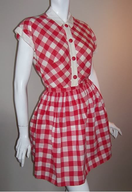 40s playsuit pin up gingham rockabilly dress