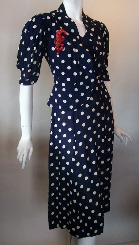 30s dress vintage dress polka dots