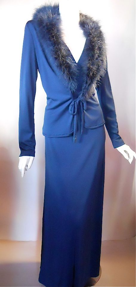 70s dress vintage dress miss elliette marabou dress