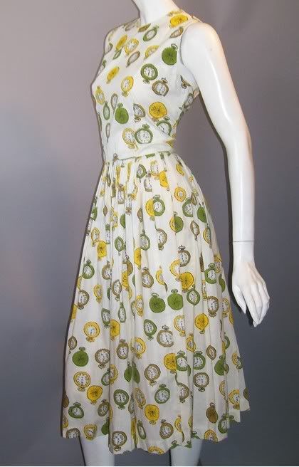 clock print 60s dress jerry gilden