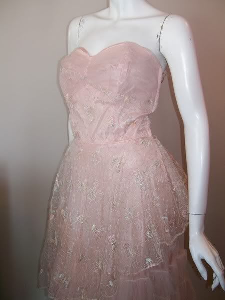 50s dress strapless dress pink tulle
