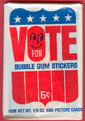 1972 DONRUSS VOTE UNOPENED STICKER PACK 