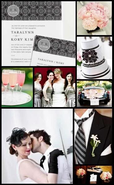  mainly black and silver details with a few pops of pale pink mixed in