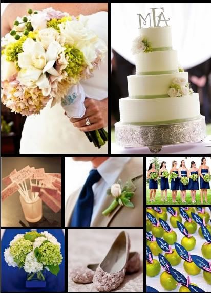 I love navy and apple green together and blush adds a nice touch of 