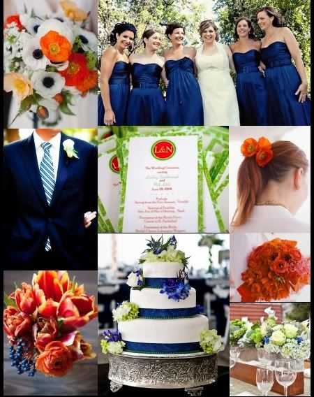 use a navy and lime color palette with pops of orangey red