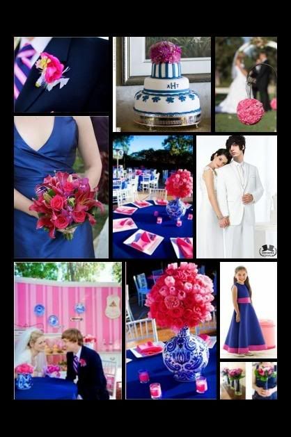 Blue and fuchsia really pop together The bride mentioned that the men will