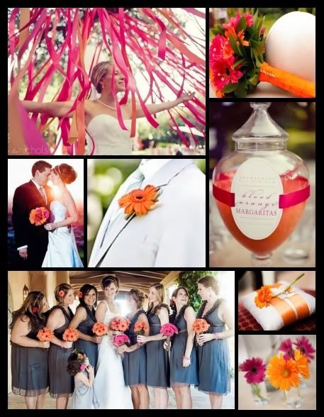 For this board I went with hot pink and orange gerberas for a colorful 