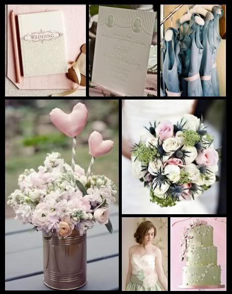 From the bouquet I pulled the blush light sage and gray color palette