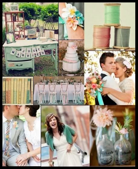  vintage coral and aqua and it really works well for a spring wedding