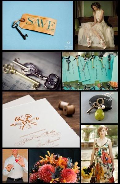 This board was inspired by these skeleton key wedding invitations I spotted