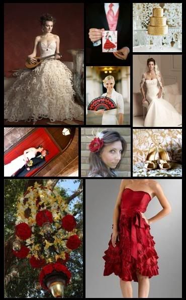 This bride is having a Spanish themed wedding with a gold and red color 