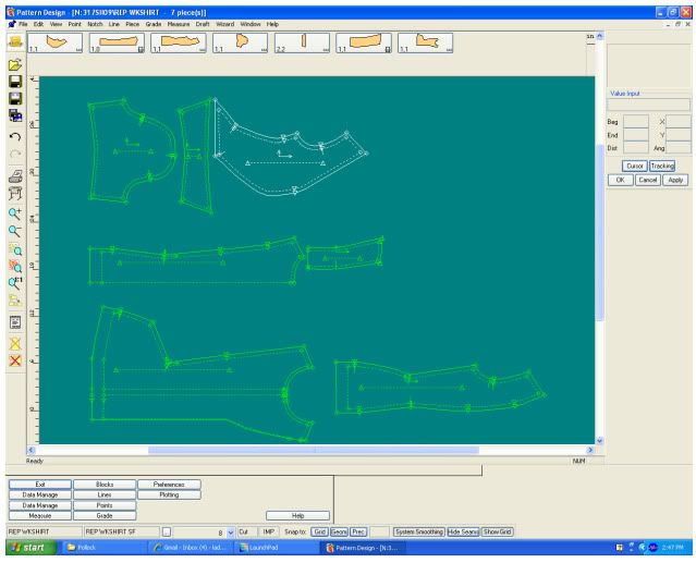 pattern making software. Workshirt pattern in Gerber