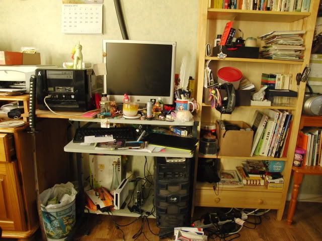 old desk looked worse since the wallpapering