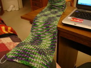 knitted scarf in progress