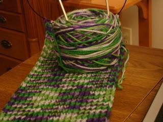 knitted scarf in progress