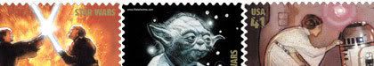 composición con sellos postales de Star Wars, de www.filatelissimo.com