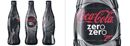 Composición con ilustración de producto de Coca-Cola Zero Zero 7, de www.beyondmadisonavenue.com/2008/09/coke-zero-seven-promotes-new-bond-film/