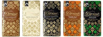 sección de fotografía publicitaria de línea de productos de la marca Divine Chocolate, de www.belowtheclouds.com/2008/04/18/snyggt-och-gott-fran-divine-chocolate/