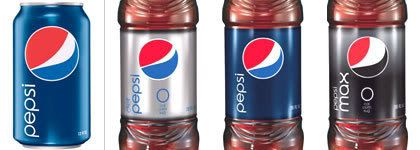 composición con sección de fotografía de envases de línea Pepsi, rediseñada por Arnell-Group, de www.underconsideration.com/brandnew/archives/pepsi_new_bottles.php