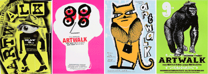 composición con sección de afiches diseñados por el estudio Modern Dog, para Phinney ArtWalk, de moderndog.com/drupal-6.2/posters