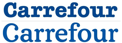 composición con logo de Carrefour en su versión anterior y actual, de www.underconsideration.com/brandnew/archives/carrefour_fades_to_color.php