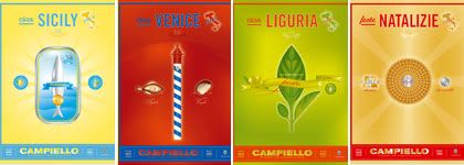 composición con sección de afiches para el restaurant Campiello de Italia, por Jenney Stevens, de cargocollective.com/jenneystevens#446154/Campiello-Posters