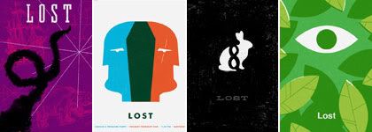 composition with section of posters of Lost, by Mattson, from mattsoncreative.com/blog/2010/01/18/lost-posters/