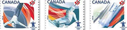 composition with section of stamps for Vancouver 2010 Olympic and Paralympic Winter Games, from www.canadapost.ca