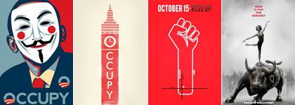 composition with section of posters from Occupy Movement, from www.buzzfeed.com/hgrant/26-of-the-best-occupy-movement-poster-art