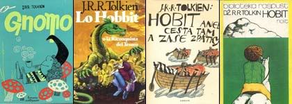 composition with section of covers book for Book The Hobbit, from www.tolkienlibrary.com/translations/hobbits/index.htm