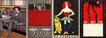 composition with section of postcards of Wiener Werkstätte, from 50watts.com/Twenty-Postcards-of-the-Wiener-Werkstatte