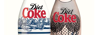 composition with section of photo of Diet Coke packaging, by Jean Paul Gaultier, from www.thedieline.com/blog/2012/4/26/jean-paul-gaultier-for-diet-coke.html