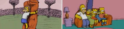 composition with section of screen captures from Bill Plympton´s presentation for The Simpsons, from www.plymptoons.com