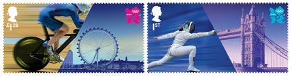 composition with section of post stamps for London 2012 Olympic Games, by Hat-trick studio, from www.hat-trickdesign.co.uk/