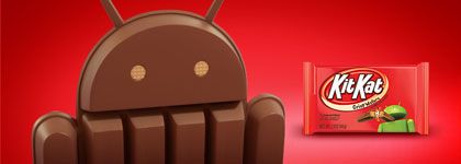 composition with section of banner of KitKat chocolate and Android, from www.facebook.com/KitKatUSA
