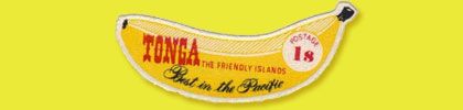 composition with section of Tonga stamp, banana shaped, of 1969, from www.delcampe.co.uk/page/item/id,132681842,var,Tonga-~-Banana-Shaped-Coil-Stamp-SG-280-1969-Unused,language,E.html
