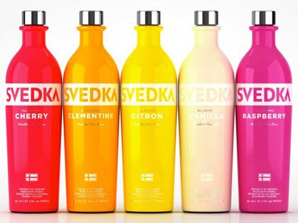 composition with advertising photo of Svenka Vodka, by Established Studio, from www.establishednyc.com/client/svedka-packaging-redesign-2013/