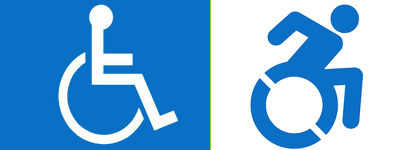 composition with handicapped symbols, tradicional and the new one, from www.accessibleicon.org/