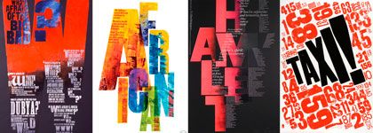 composition with section of typographic posters by Alan Kitching  from www.debutart.com/illustration/alan-kitching#/illustration