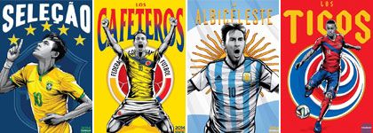 composition with section of posters by Cristiano Siqueira from www.designals.net/2014/06/los-afiches-del-mundial-de-espn/