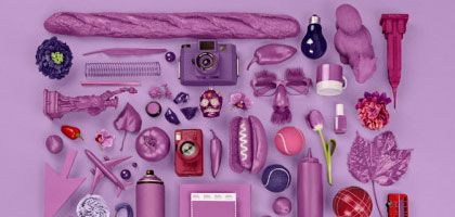 composition with section of picture with examples of Radiant Orchid PANTONE Color of the Year 2014, from http://www.pantone.com/pages/index.aspx?pg=21131