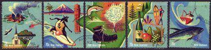 composition with section of Tiki Tour post stamps, from http://stamps.nzpost.co.nz/
